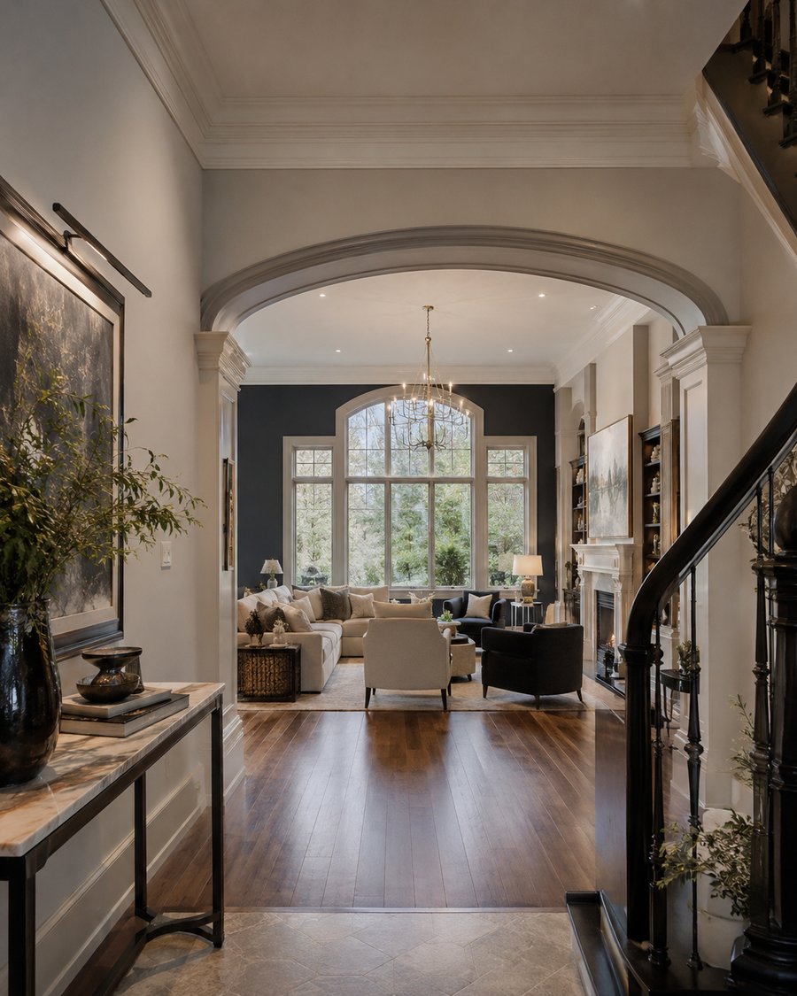 A freshly painted, beautifully finished living room in a Guelph home