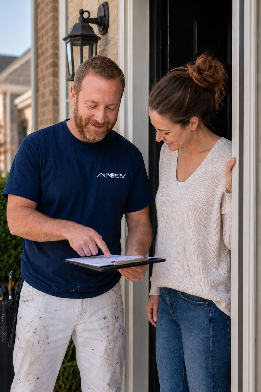 Patrick walking a homeowner through a written quote