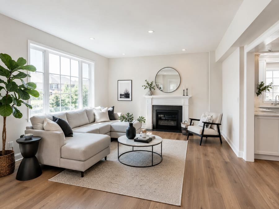 Beautifully painted interior living room